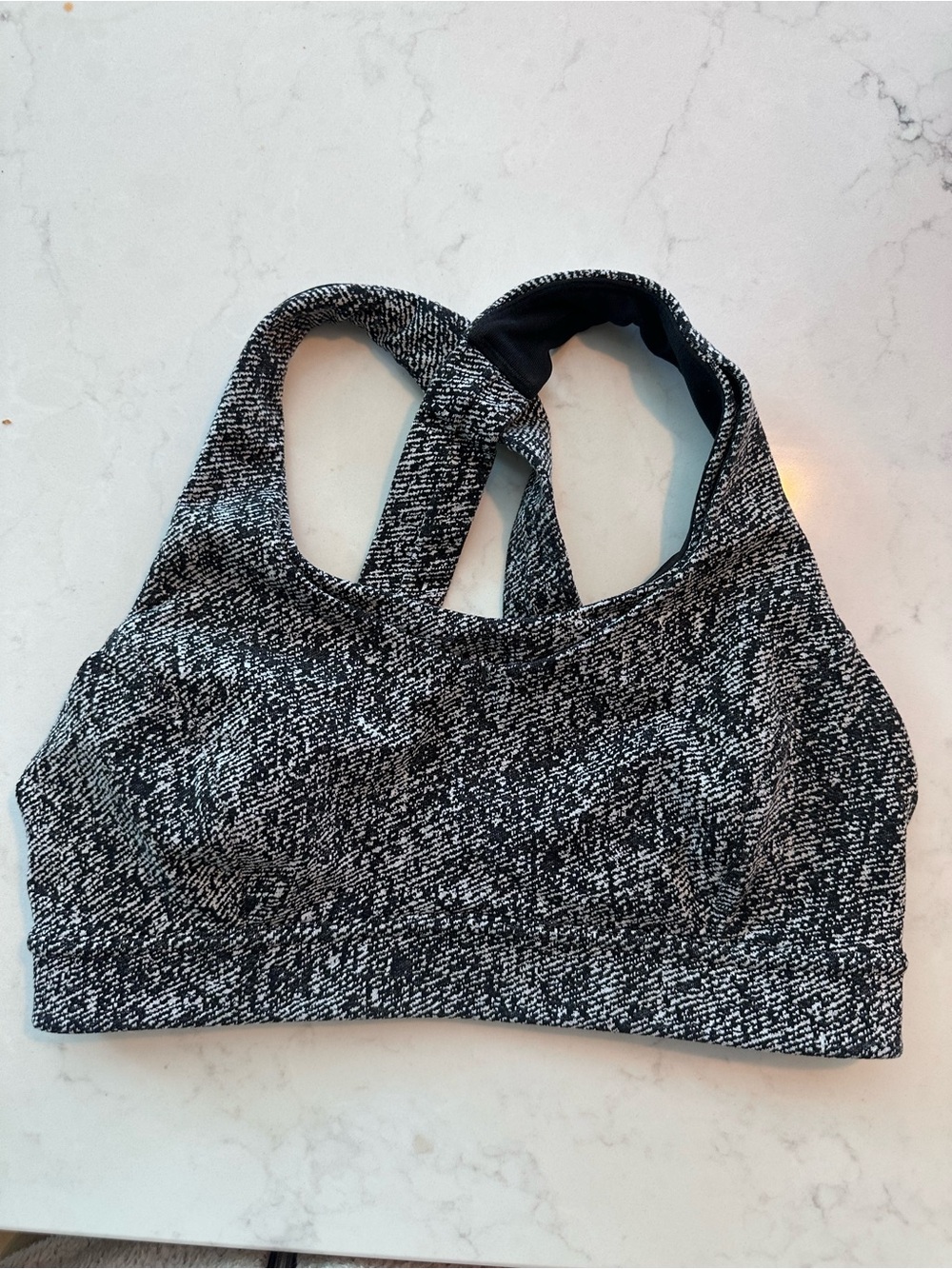 lululemon athletica Black & White Marled Racerback Sports Bra